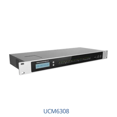 Grandstream UCM6308 Video Calls Support 8 ATE Phone Line 300 one time call 3000 IP phone support 128x32 dot matrix graphic LCD with DOWN and OK buttons Asterisk 16 OS