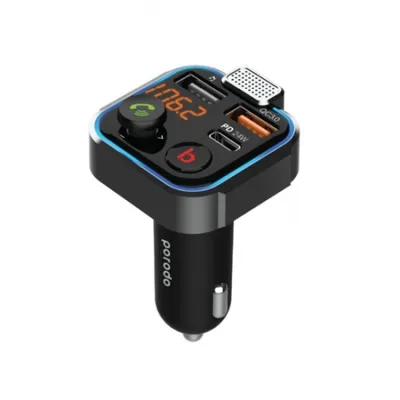 Car MP3 player, FM transmitter and car charger with PD port and QC 3.0 24W Porodo