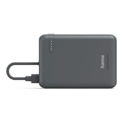 Power bank Hama Travel Power Pack with Cable 10000mAh 2 Outputs: 2x USB-C Anthracite 201739