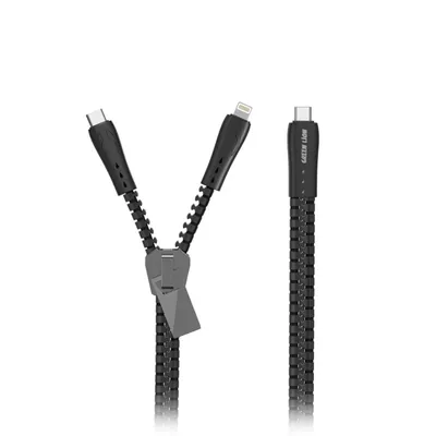 Cable Green Lion 2 in 1 Zipper Cable Type-C to Lightning Type-C
