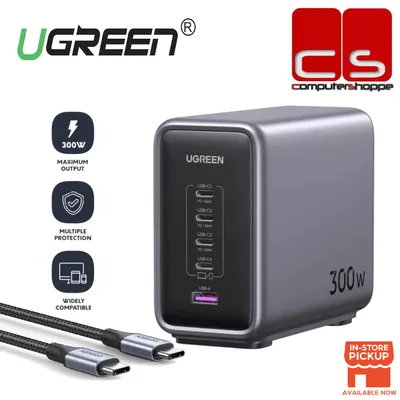 UGREEN Nexode Gan Charger EU 90903B 220V to 4 USB-C and one USB-A 5V 300Wt PD3.1 Charger 300W