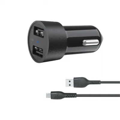Porodo car charger 3 4A with Micro USB cable 4ft
