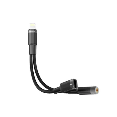 Adapter Porodo 2in1 Lightning to Lightning 3.5 Jack Headphone and Charging Converter Adapter