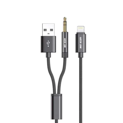 AUX cable Green Lion AUX 2 in 1 Braided 1