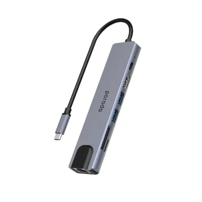 Multi-port USB-C hub Porodo 7in1 Multi-Port USB-C Hub 4K HDMI 100W Power Deliver