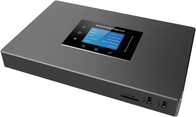 Audio-only phone system Grandstream UCM6300A with 50 ATE lines, 50 concurrent calls, 250 IP phones, 320x240 touchscreen display, Asterisk 16 OS