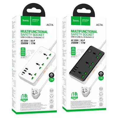 Power extension cord Hoco AC7A