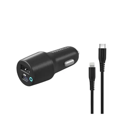 Car charger Powerology Dual Port PD with Type-C to Lightning 35W