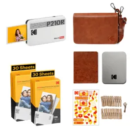 Portable photo printer KODAK Mini 2 Retro P210RW 2.1x3.4 60 Sheets Gift Bundle