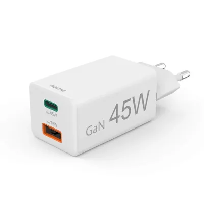 Fast charger Hama 1x USB-C 1x USB-A Mini Charger PD 201993 45W