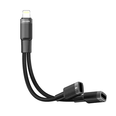 2in1 adapter Porodo Lightning to 3.5mm Aux Audio & Charging