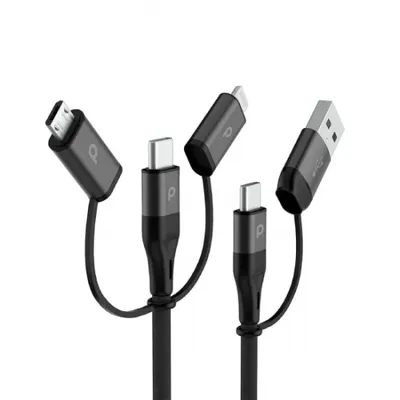 Aluminum braided cable Porodo 2.4A iPhone Micro-USB to USB-C USB-A to USB-A