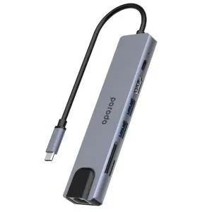 USB-C hub Porodo 9in1 Aluminum USB-C Hub 4K HDMI 100W Power Deliver