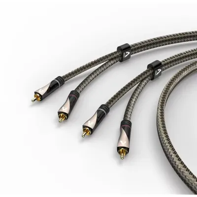 Audio cable Avinity 2 RCA plugs - 2 RCA plugs fabric-covered 107625
