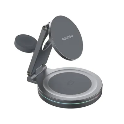 Անլար լիցքավորիչ Porodo 3in1 Rotating Base Three-Device Magsafe