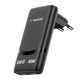 Charger Verbatim Fold n Go GaN 2-Port EU Plug 65W