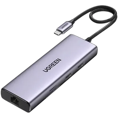 UGREEN USB-C to 2xUSB 3.0+1xUSB 2.0+2xHDMI+RJ45 1000M +SD+TF+PD