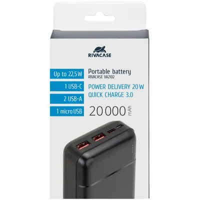Power bank RivaCase VA2102 20000mAh 22 Wh for notebooks and more