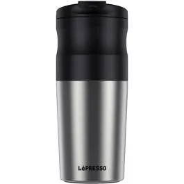 Coffee Maker LePresso Portable Mini Coffee Maker with 1Grinder and Stainless Mug LPCMGSM