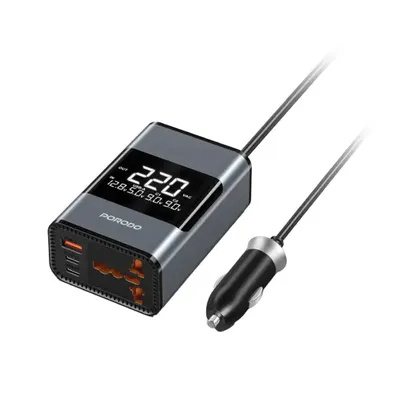Car inverter Porodo 200W Universal Inverter Plug with Monitor