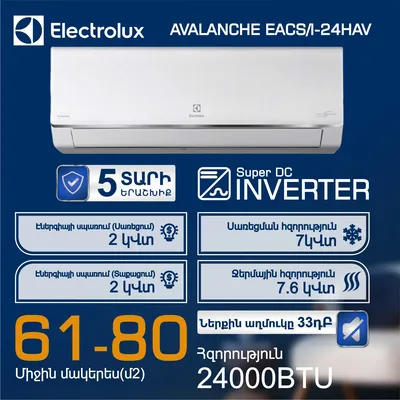 Air conditioner ELECTROLUX AVALANCHE EACS I-24HAV