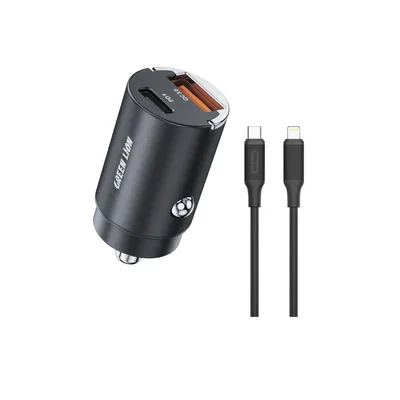 Car charger Green Ring Dual Port USB-C to USB-C Cabel