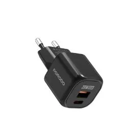 Charger Porodo PD20W USB EU GaN QC3.0 Dual Port Wall Fast Charger PDFWCH060C 20W