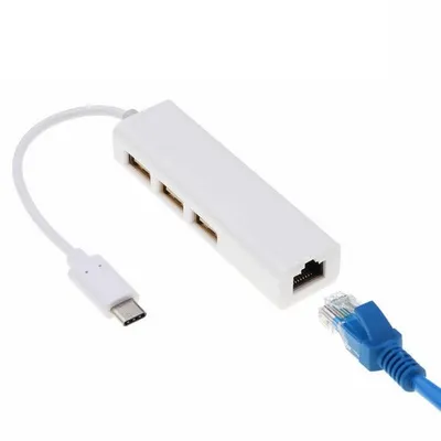 Type-C to RJ45 USB HUB adapter USB-C to 10 100 LAN USB 2.0 HUB