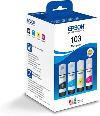 Epson 103 4 Colour Multipack Ink Bottles L1110 L3100 L3101 L3110 L3150 L3151 L3156 L3160 L5190 C13T00S64A