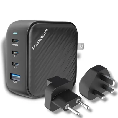 Adapter Powerology 3 Port Triple PD Gan 100W