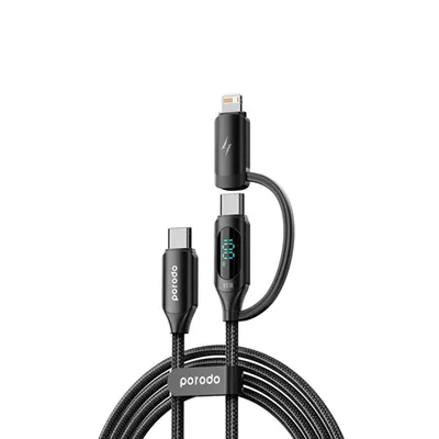 Cable Porodo Type-C 2in1 Display Fast Charging 100W