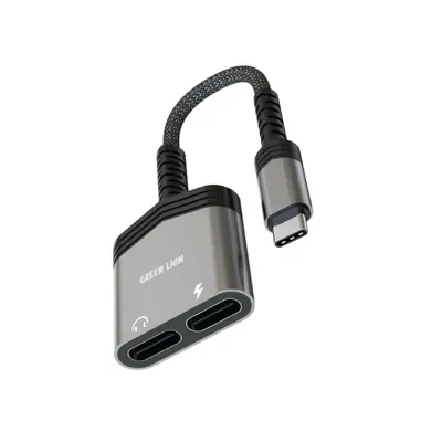 Adapter Lion 2in1 Splitter Type-C to Type-C Chargin & Audio