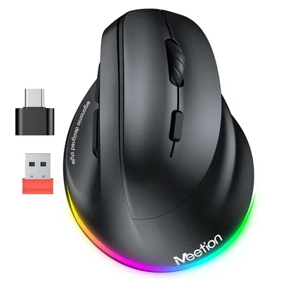 Right-handed vertical mouse MEETION BTM010R-Y-RR wireless+BT RGB