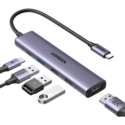 Multifunctional adapter UGREEN USB CM511 5-Port USB-C Multifunctional Adapter 3*USB 3.0 1*USB-C 1*HDMI 15596