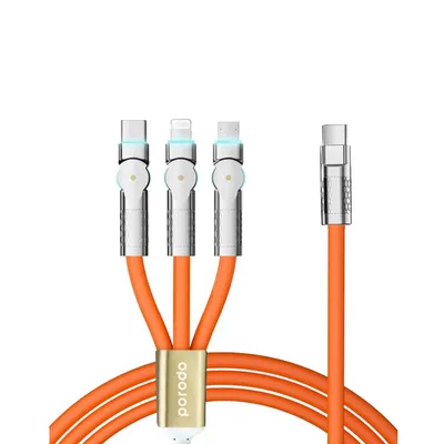 Cable Porodo Type-C 100W 3in1 180 Degrees Rotation 1