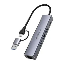 Hub Porodo 5-IN-1 Multi-Port Hub PD Charging & ps Transfer Rate PDIHRJ51