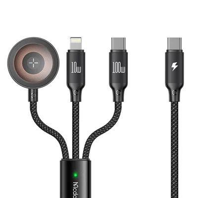 3 in1 USB-C to Type-C and Lightning+ Wireless Charger for Watch Cable 1 100W