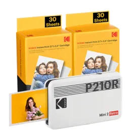 Portable photo printer KODAK Mini Shot 2 Retro P210RW 2.1x3.4 +60 Sheets Bundle