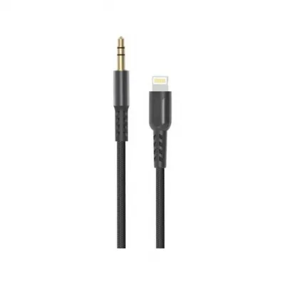 Aux cable Porodo PD-AUL12-BK metal braided Lightning