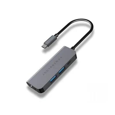 Adapter Powerology 4in1 Type-C HUB USB AUX