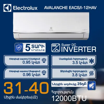 Air conditioner ELECTROLUX AVALANCHE EACS I-12HAV