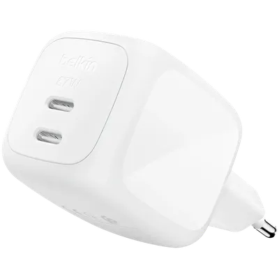 BELKIN Power Adapter Dual USB-C PD Wall Charger with PPS 2*USB-C 67W